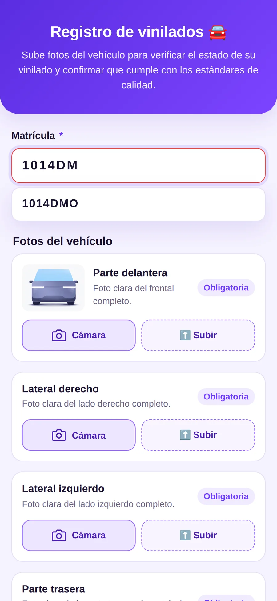 Plate field with a live suggestion